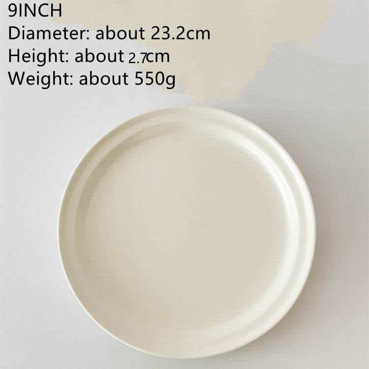 White Matte High-grade Nordic Ceramic Dinner Plate - Mubimart