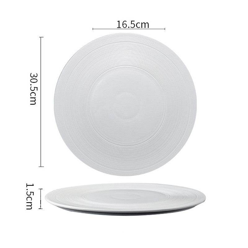 White Porcelain Brushed Golden Western Steak Plate Tray - Mubimart