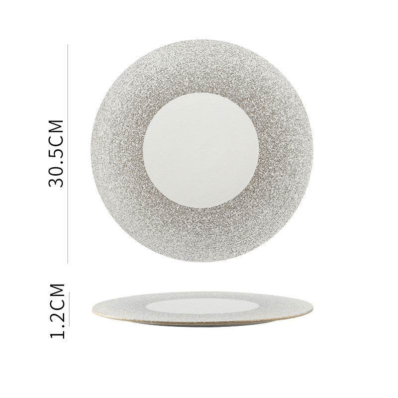 White Porcelain Brushed Golden Western Steak Plate Tray - Mubimart