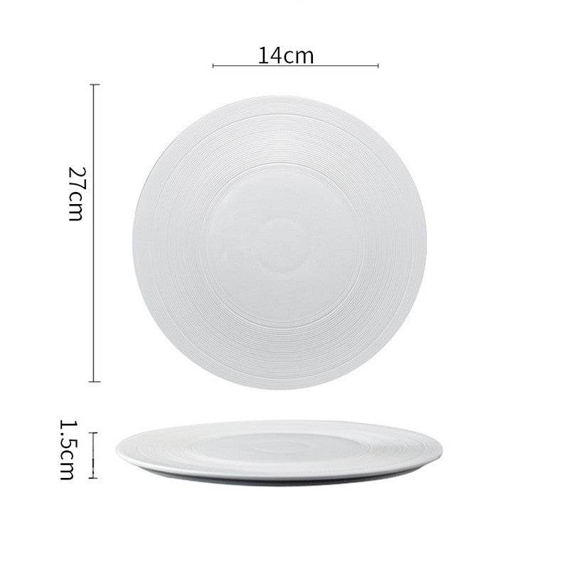 White Porcelain Brushed Golden Western Steak Plate Tray - Mubimart