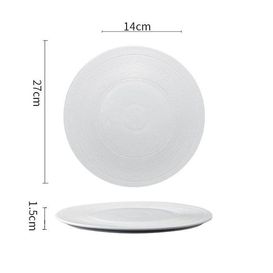 White Porcelain Brushed Golden Western Steak Plate Tray - Mubimart