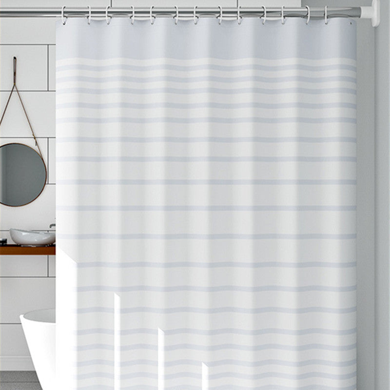 White Striped Waterproof Bathroom Door Curtains - Mubimart -  