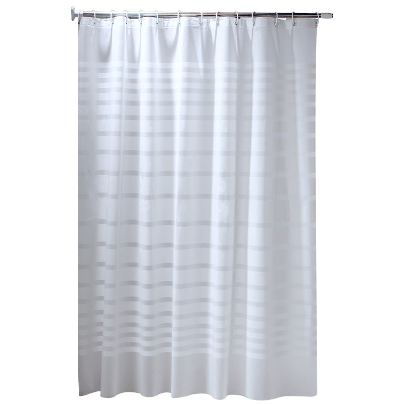 White Striped Waterproof Bathroom Door Curtains - Mubimart -  