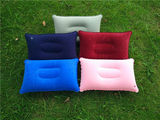 Wholesale Outdoor Pvc Pillows Travel Camping Thick Flocking Rectangular Inflatable Pillows Nap Companion Square Pillow - Mubimart