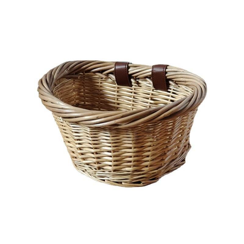 Wicker Basket Rattan Bicycle Basket Oval Children's Basket Wicker Basket - Mubimart