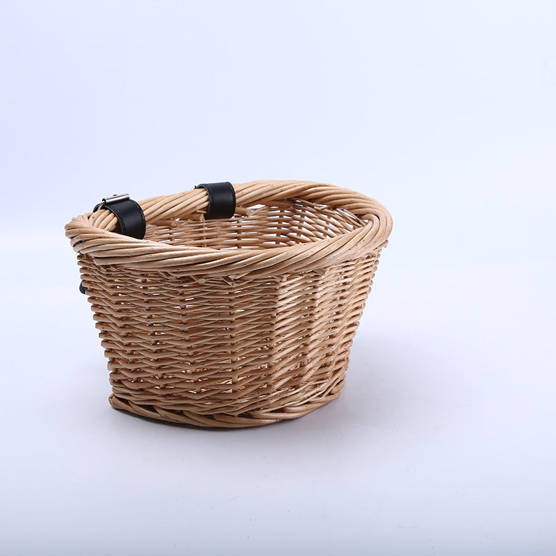 Wicker Basket Rattan Bicycle Basket Oval Children's Basket Wicker Basket - Mubimart -  