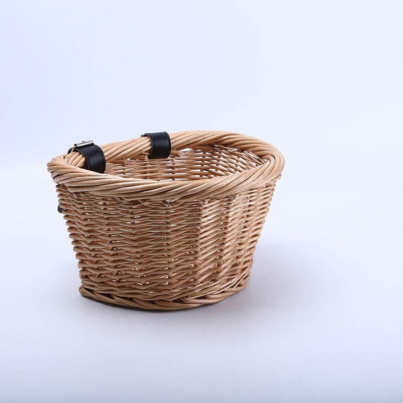 Wicker Basket Rattan Bicycle Basket Oval Children's Basket Wicker Basket - Mubimart