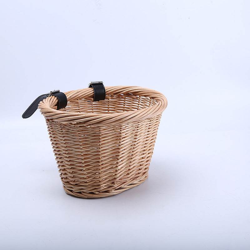 Wicker Basket Rattan Bicycle Basket Oval Children's Basket Wicker Basket - Mubimart