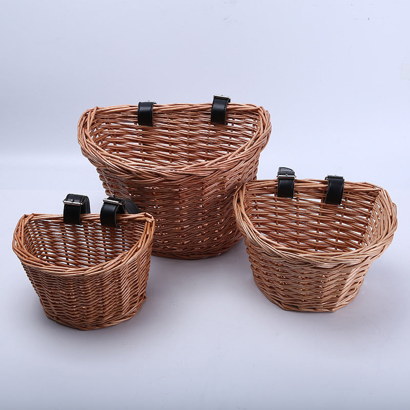 Wicker Cart Children Bicycle Vegetable Basket - Mubimart - Wicker basket 