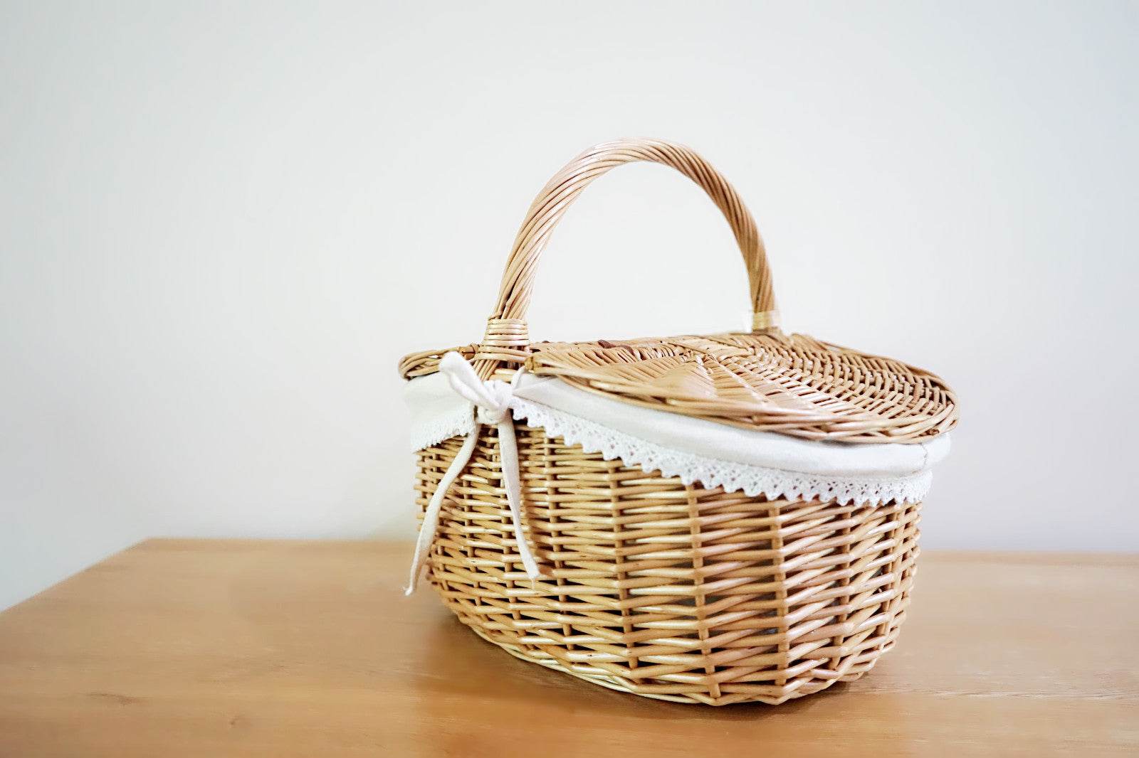 Wicker Rattan Woven Shopping Basket Gift Basket - Mubimart