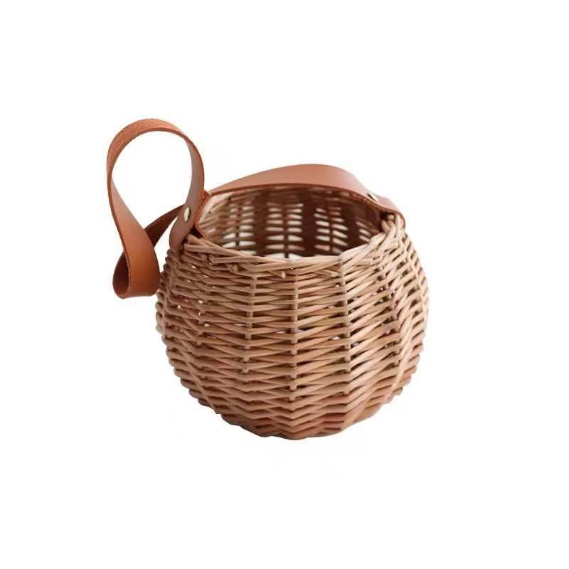 Wicker Shopping Basket Concave Shape Small Basket Photo Props - Mubimart
