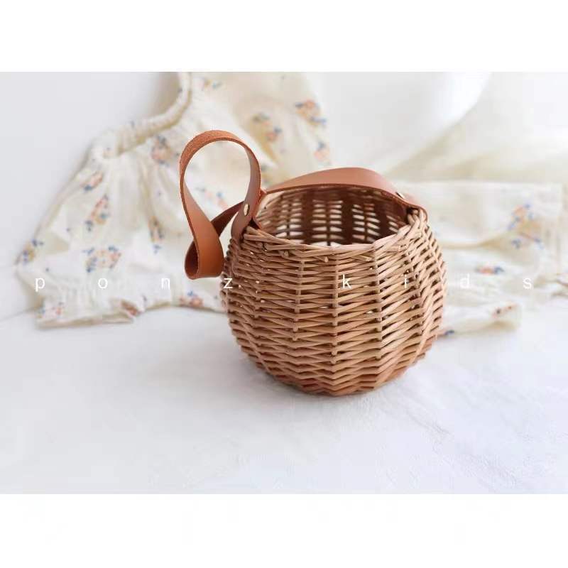 Wicker Shopping Basket Concave Shape Small Basket Photo Props - Mubimart -  