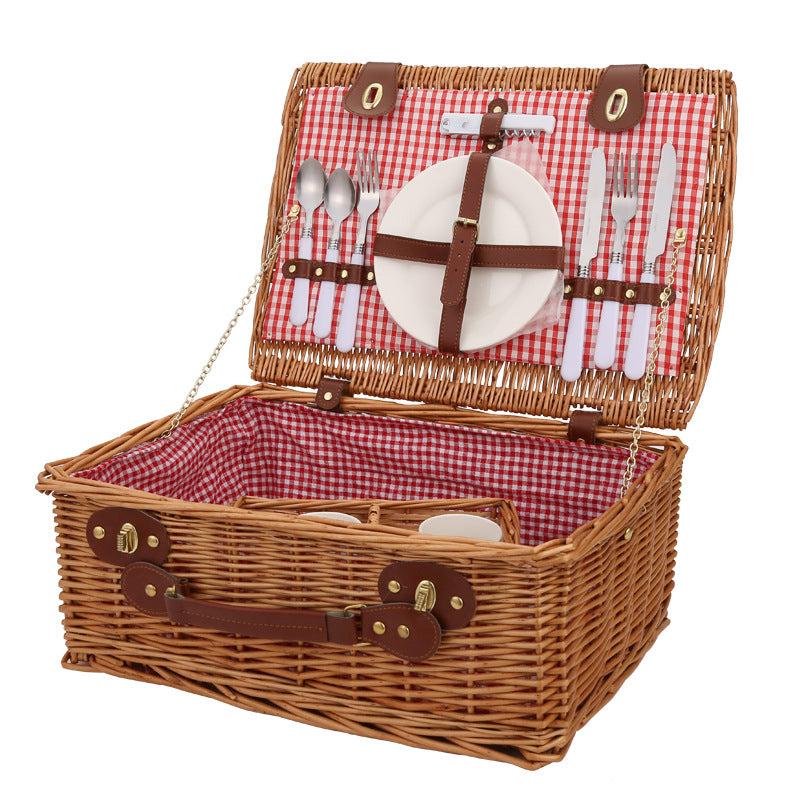 Wicker Storage Box Picnic Picnic Basket - Mubimart -  