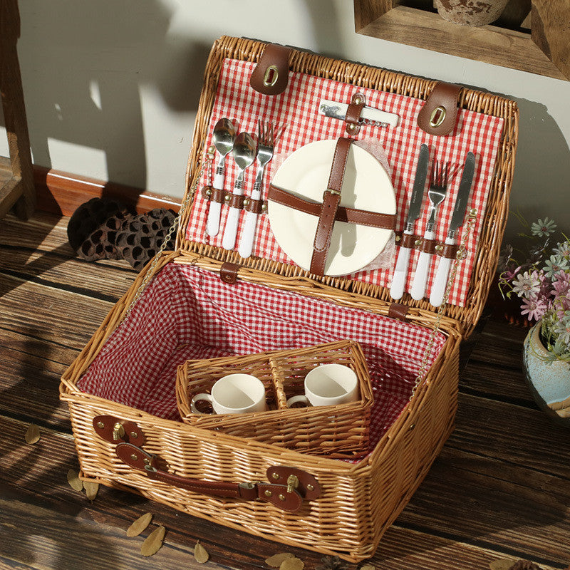 Wicker Storage Box Picnic Picnic Basket - Mubimart - Wicker basket 