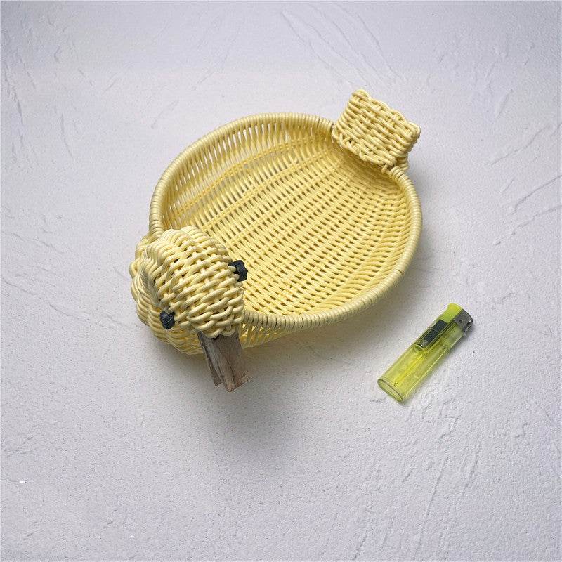 Wicker Woven Basket Bamboo Basket Rattan Woven Bamboo Basket Ornaments Storage Basket - Mubimart