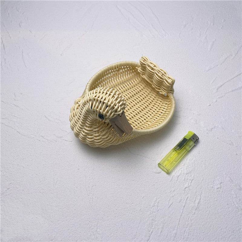 Wicker Woven Basket Bamboo Basket Rattan Woven Bamboo Basket Ornaments Storage Basket - Mubimart