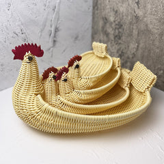 Wicker Woven Basket Bamboo Basket Rattan Woven Bamboo Basket Ornaments Storage Basket - Mubimart - Wicker basket 