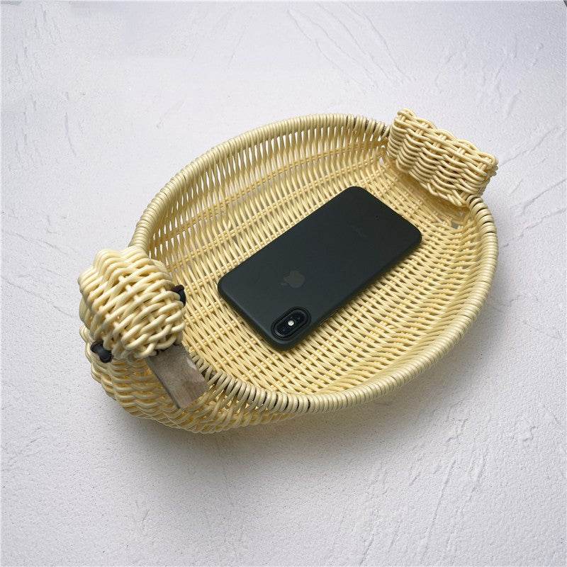 Wicker Woven Basket Bamboo Basket Rattan Woven Bamboo Basket Ornaments Storage Basket - Mubimart