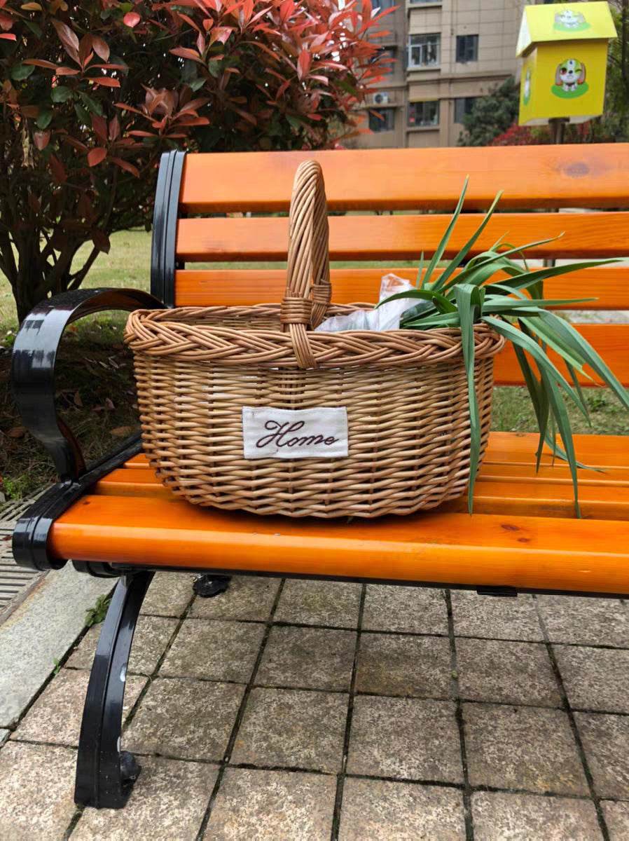 Wicker Woven Outdoor Picnic Fruit Basket Portable - Mubimart
