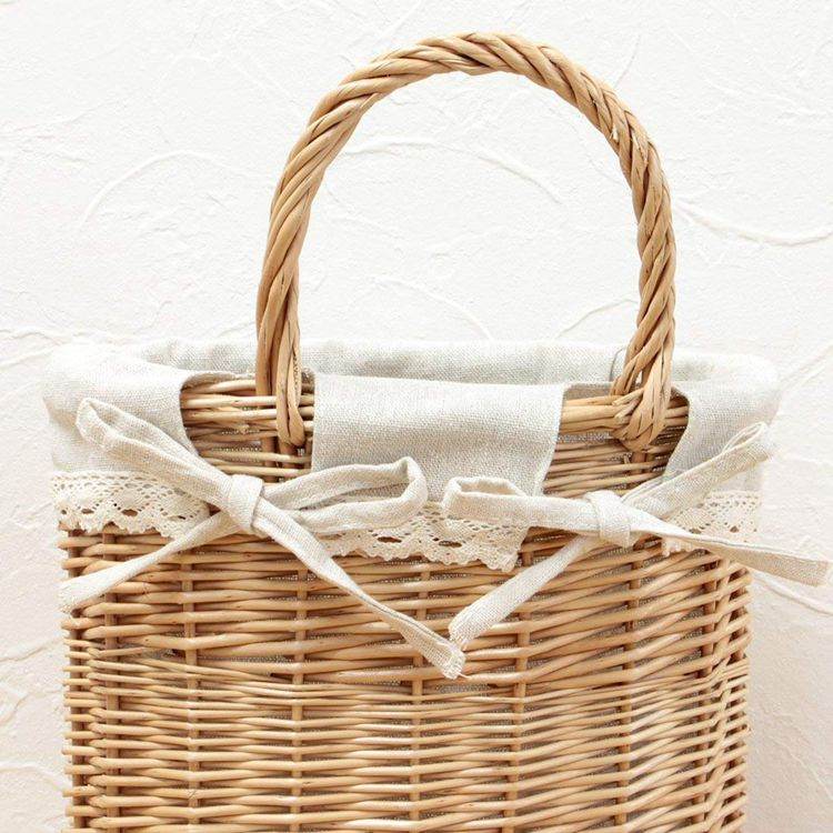 Wicker wicker storage basket with handle - Mubimart