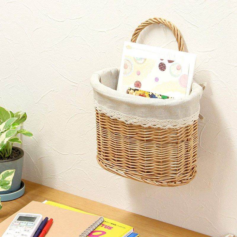 Wicker wicker storage basket with handle - Mubimart