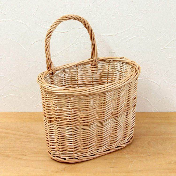 Wicker wicker storage basket with handle - Mubimart
