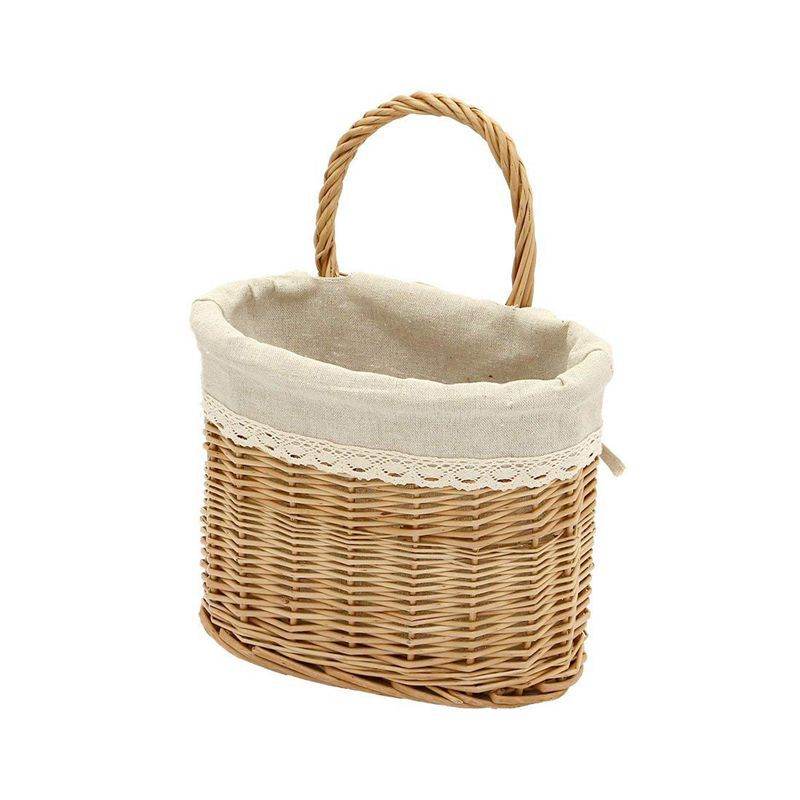 Wicker wicker storage basket with handle - Mubimart