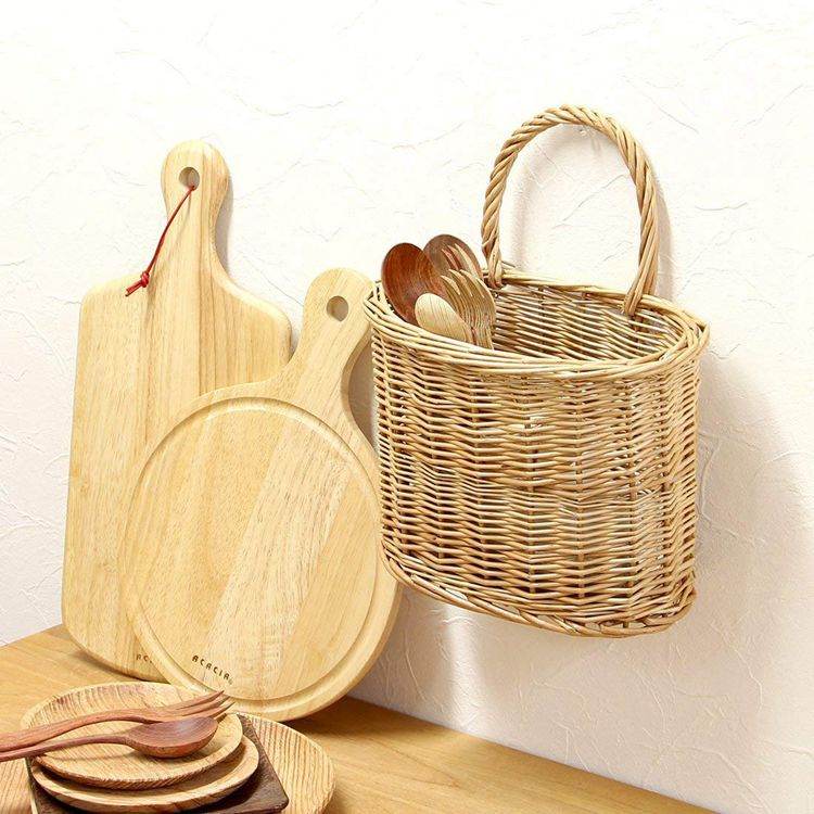 Wicker wicker storage basket with handle - Mubimart