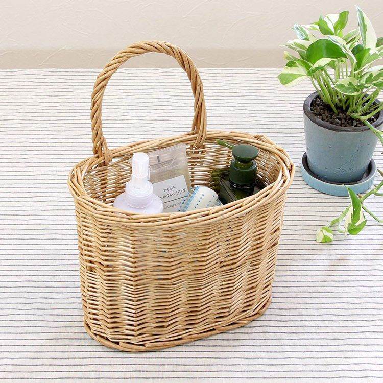 Wicker wicker storage basket with handle - Mubimart