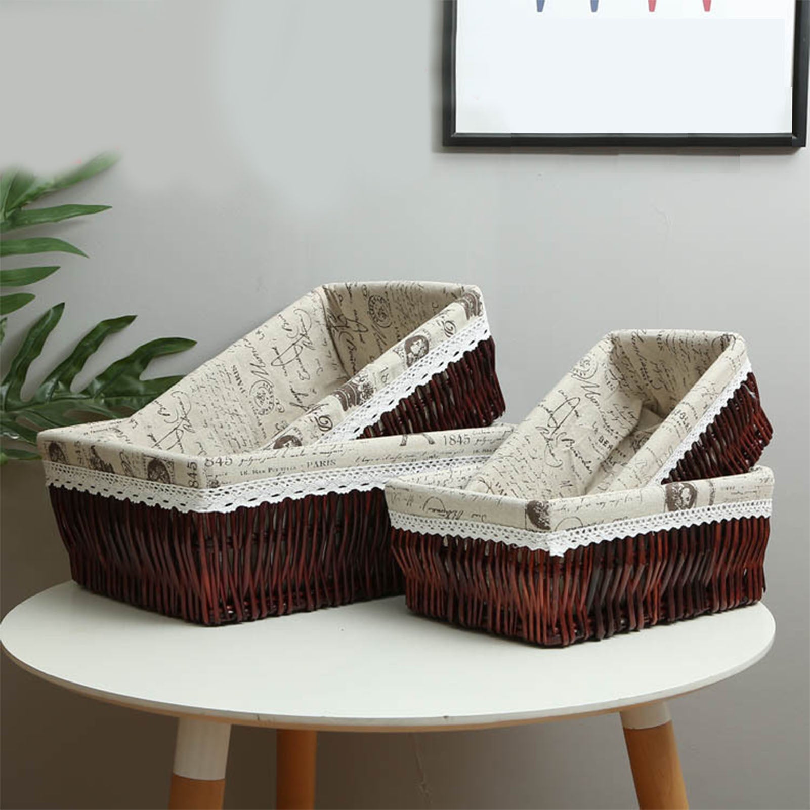 Willow And Rattan Kitchen Organize Storage Baskets - Mubimart - Decorative basket 