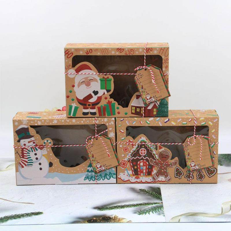 Window Christmas Candy Biscuit Box Cake Bread Muffin Gingerbread Box - Mubimart