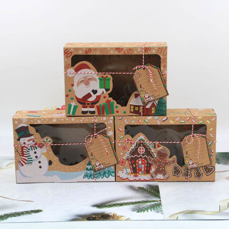 Window Christmas Candy Biscuit Box Cake Bread Muffin Gingerbread Box - Mubimart