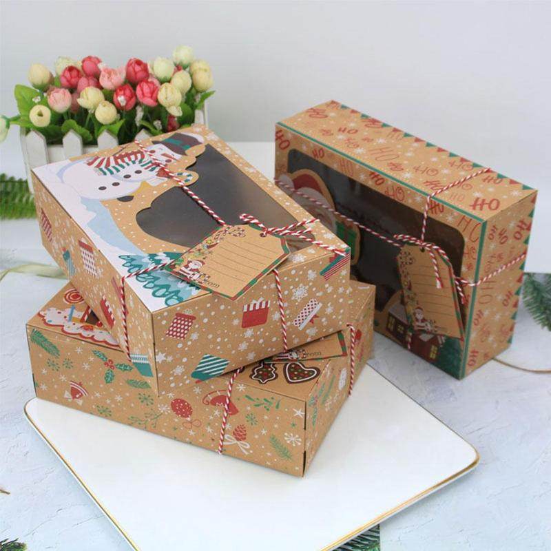 Window Christmas Candy Biscuit Box Cake Bread Muffin Gingerbread Box - Mubimart