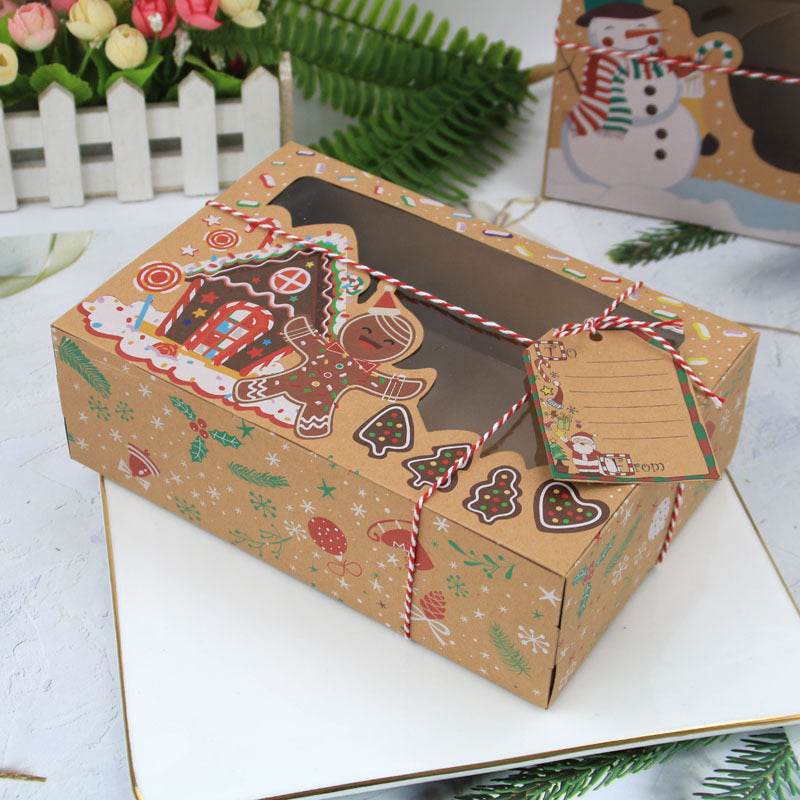 Window Christmas Candy Biscuit Box Cake Bread Muffin Gingerbread Box - Mubimart