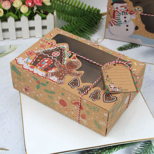 Window Christmas Candy Biscuit Box Cake Bread Muffin Gingerbread Box - Mubimart