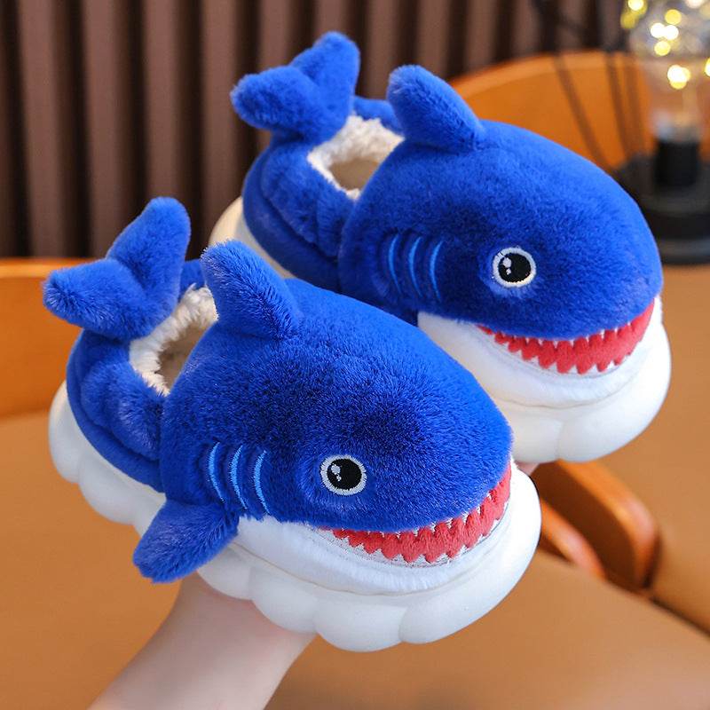 Winter Children Boys And Girls Warm With Velvet Parent-child Children Bag Heel Furry Home Baby Cotton Slippers - Mubimart