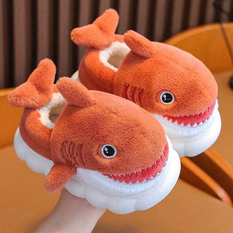 Winter Children Boys And Girls Warm With Velvet Parent-child Children Bag Heel Furry Home Baby Cotton Slippers - Mubimart