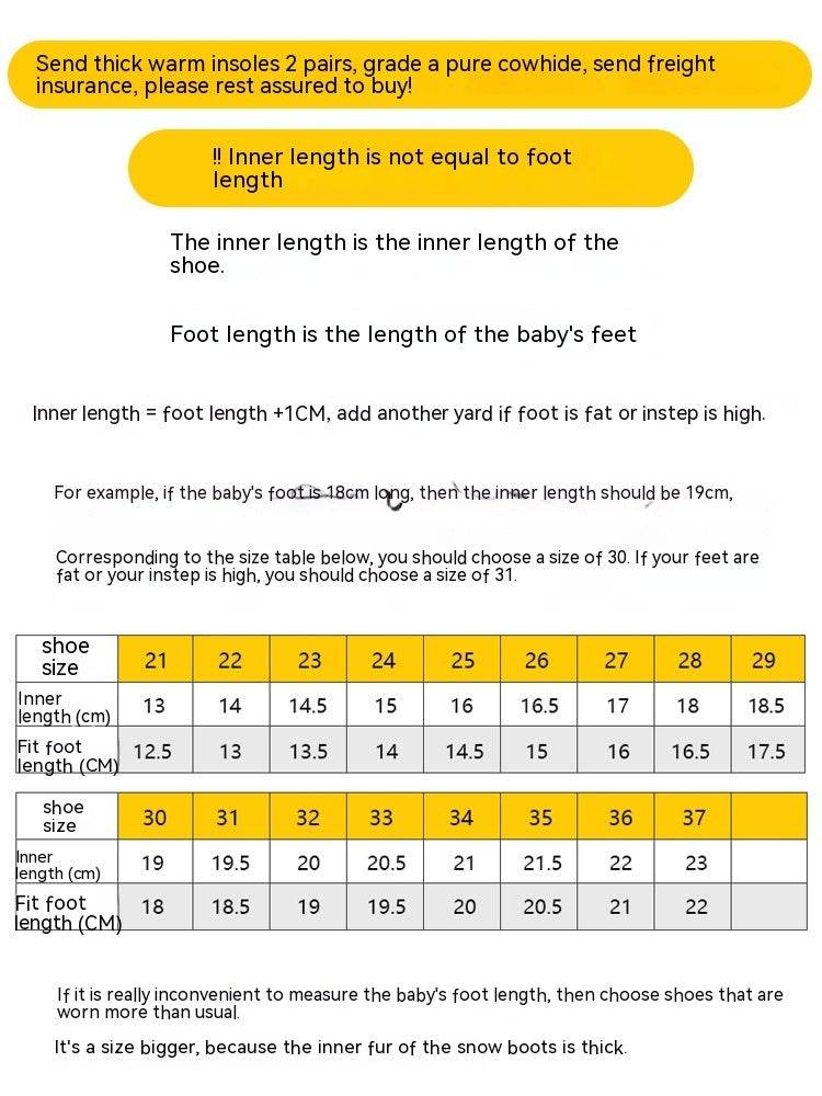 Winter Children Insulated Cotton-padded Shoes Boys Snow Boots - Mubimart