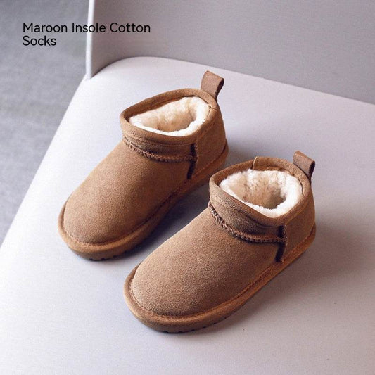 Winter Children Insulated Cotton-padded Shoes Boys Snow Boots - Mubimart