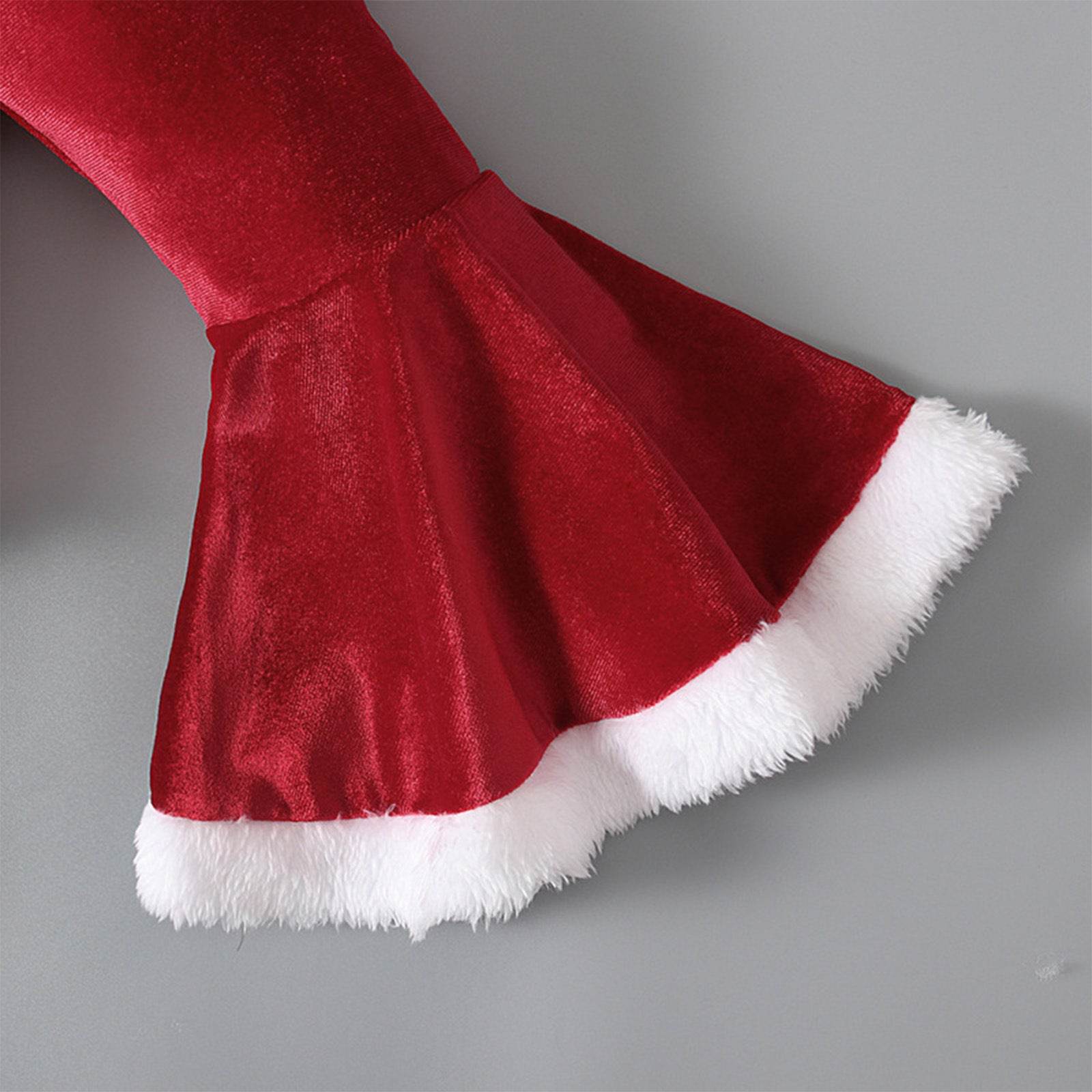 Winter Christmas Long-sleeved Shirt Bell Bottoms Hat Three-piece Children's Clothing - Mubimart