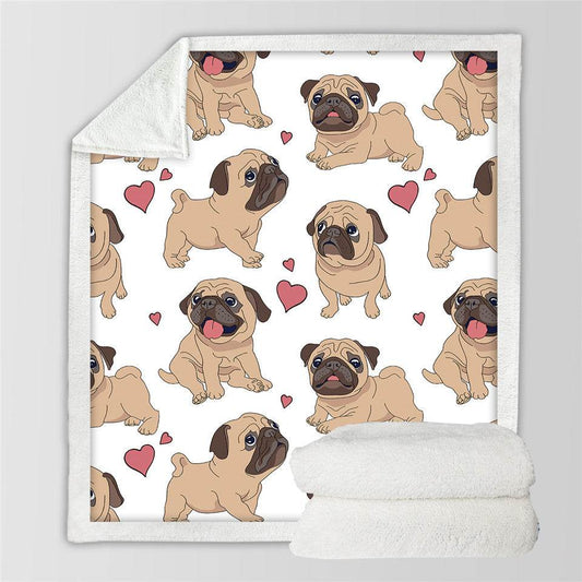Winter Double-layer Thick Blankets Printed Cotton Fleece Blanket Sofa Blankets Lazy Blankets Puppy Series - Mubimart