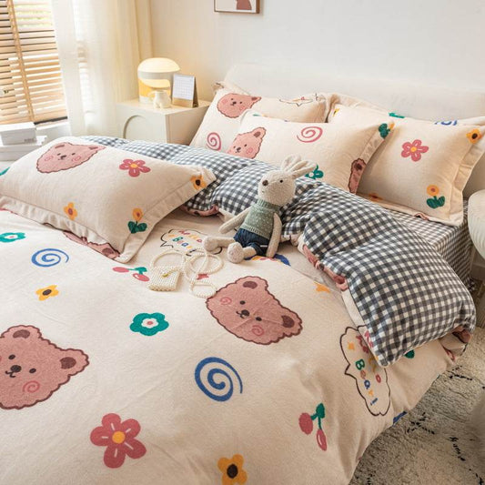 Winter Milk Four-piece Set Thickened Coral Velvet Double-sided - Mubimart