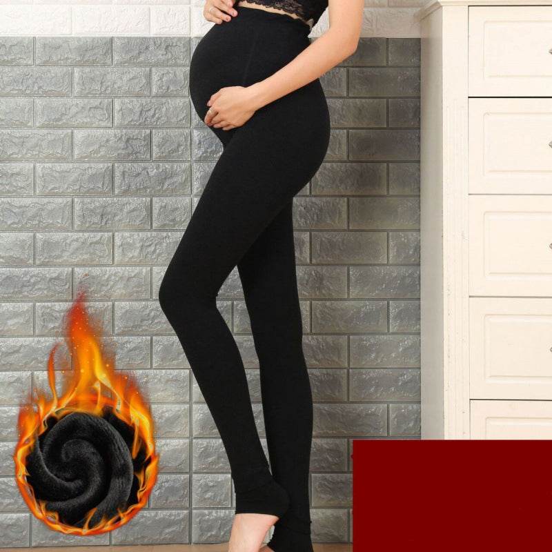 Winter Velvet Maternity Leggings Pants For Pregnant Women Warm Maternity Clothes Thickening Pregnancy Trousers Clothing - Mubimart