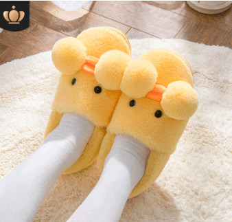 Winter cute cartoon kids cotton shoes for men and women baby shoes small yellow duck cotton slippers children - Mubimart
