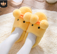 Winter cute cartoon kids cotton shoes for men and women baby shoes small yellow duck cotton slippers children - Mubimart -  