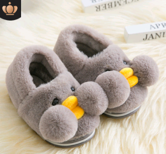 Winter cute cartoon kids cotton shoes for men and women baby shoes small yellow duck cotton slippers children - Mubimart -  