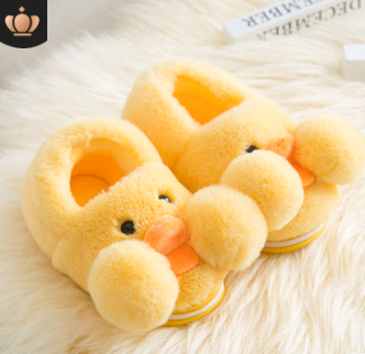 Winter cute cartoon kids cotton shoes for men and women baby shoes small yellow duck cotton slippers children - Mubimart - Girls Shoes 