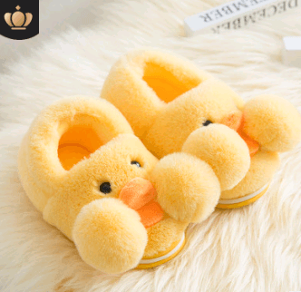 Winter cute cartoon kids cotton shoes for men and women baby shoes small yellow duck cotton slippers children - Mubimart