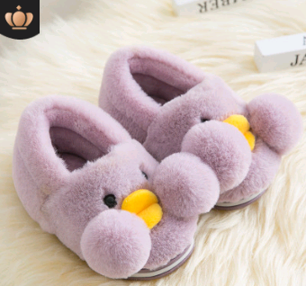 Winter cute cartoon kids cotton shoes for men and women baby shoes small yellow duck cotton slippers children - Mubimart -  