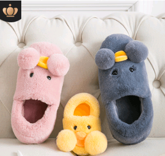 Winter cute cartoon kids cotton shoes for men and women baby shoes small yellow duck cotton slippers children - Mubimart